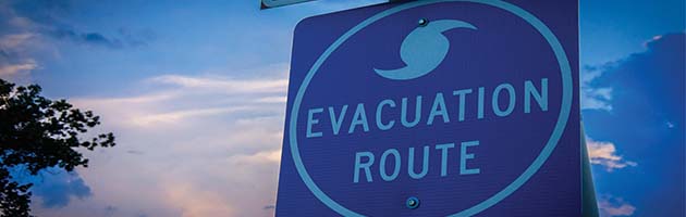 Photo of evacuation route road sign