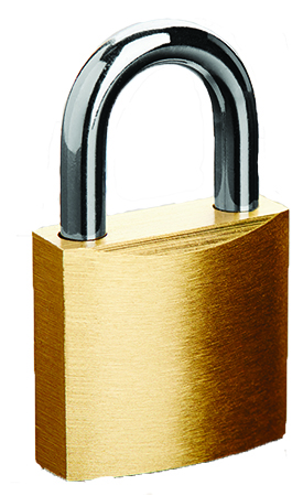 Photo of a gold and silver padlock 